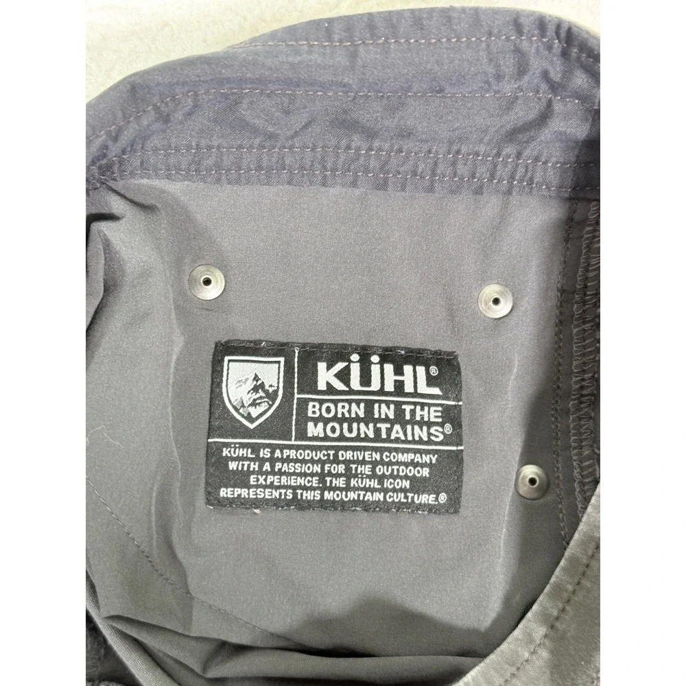 KUHL Men 34 Cargo Shorts Vintage Patina Dye Dark Gray Hiking Outdoor 7.5 Inseam
